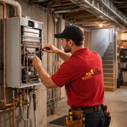Tankless water heater repair in Holly MI Navien system