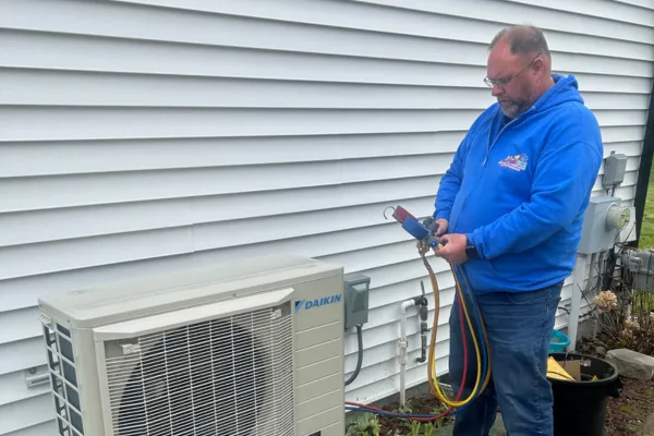 AC installation in Clarkston MI by Adkisson Air1 technician