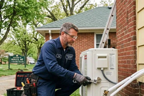 AC installation in Holly MI by Adkisson Air1 technician